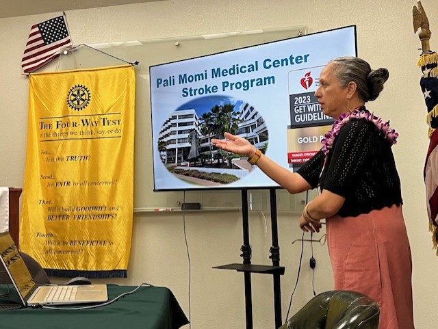 Pali Momi Medical Center VP and Rotarian, Robyn Kalahiki featured guest speaker at the Rotary Club of Pearlridge