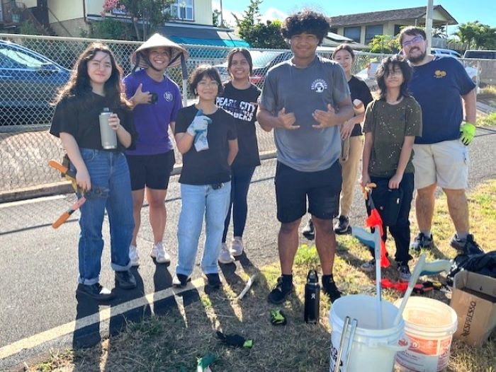 Pearl City High School Rotary Interact Club returns to Puuloa Springs during summer clean-up/beautification project